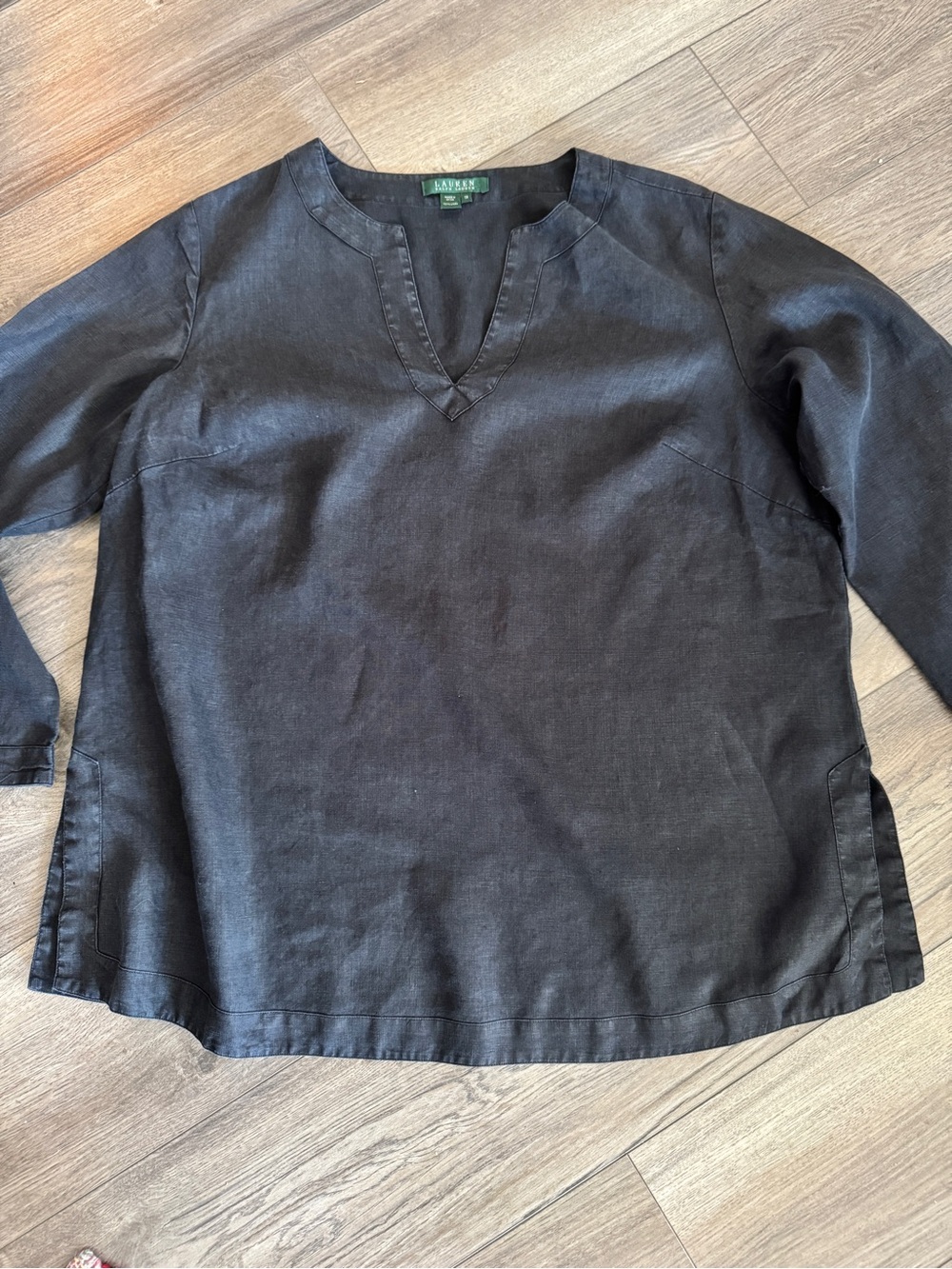 Ralph Lauren 1X Distressed Black 100% Linen Tunic - Picture 13 of 15